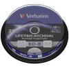 BD-R BluRay lemez, archiváló, nyomtatható, 25GB, 4x, hengeren, VERBATIM