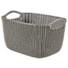 Kötött hatású kosár, L méret, CURVER "Knit", barna