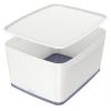 Tároló doboz, fedővel, nagy, LEITZ "MyBox", fehér-szürke