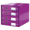 Irattároló, laminált karton, 4 fiókos, LEITZ "Click&Store",  lila