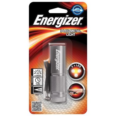 Elemlámpa, LED, 3xAAA (nem tartozék), fém ház, ENERGIZER "LED Metal"