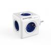 Elosztó, 5 aljzat, ALLOCACOC "PowerCube Original DE", fehér-kék