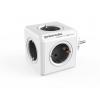 Elosztó, 4 aljzat, 2 USB csatlakozó, ALLOCACOC "PowerCube Original USB DE", fehér-szürke