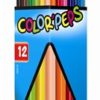 Színes ceruza készlet, háromszögletű, hegyezővel, MAPED "Color`Peps Star", 12 különböző szín