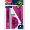 Vonalzókészlet, műanyag, törhetetlen, 3 darabos, MAPED "Twist`n Flex"