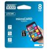 Memóriakártya, Micro SDHC, 8GB, Class 4, adapterrel, GOODRAM