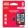 Memóriakártya, Micro SDHC, 8GB, Class 10, adapterrel, GOODRAM