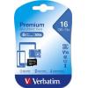Memóriakártya, microSDHC, 16GB, CL10/U1, 45/10 MB/s, VERBATIM, "Premium"