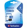 Memóriakártya, microSDHC, 8GB, CL10/U1, 30/10 MB/s, VERBATIM, "Premium"