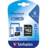 Memóriakártya, microSDHC, 8GB, CL10/U1, 30/10 MB/s, adapter, VERBATIM, "Premium"