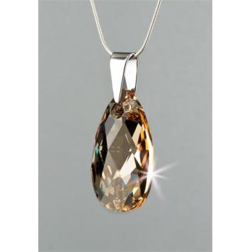Nyaklánc, esőcsepp formájú, pezsgő színű SWAROVSKI® kristállyal, 16mm, ART CRYSTELLA®