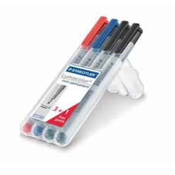 Alkoholmentes marker készlet, OHP, 0,6 mm, STAEDTLER "Lumocolor® 316 F", 4 különböző szín