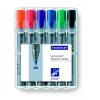 Flipchart marker készlet, 2 mm, kúpos, STAEDTLER "Lumocolor 356", 6 különböző szín
