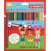 Színes ceruza készlet, hatszögletű, STABILO "Color", 24 különböző szín