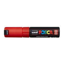 Dekormarker, 8 mm, vágott, UNI "Posca PC-8K", piros