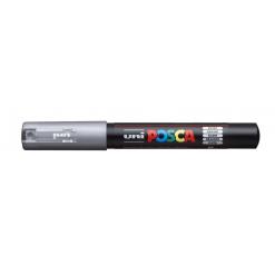 Dekormarker, 0,7-1,0 mm, UNI "Posca PC-1M", ezüst