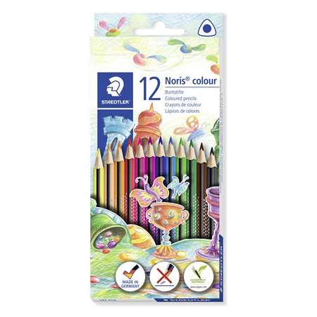 Színes ceruza készlet, háromszögletű, STAEDTLER "Noris Colour 187", 12 különböző szín