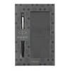 Golyóstoll, 0,7 mm, ezüst színű klip, fekete tolltest, díszdoboz, PARKER "Royal Jotter", kék, ajándék notesz