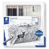Grafit- és szénceruza készlet, kiegészítőkkel, 12 darabos, STAEDTLER "Mars® Lumograph® 100C"