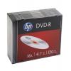 DVD-R lemez, 4,7 GB, 16x, 10 db, vékony tok, HP