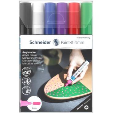 Dekormarker készlet, akril, 4 mm, SCHNEIDER "Paint-It 320", 6 különböző szín
