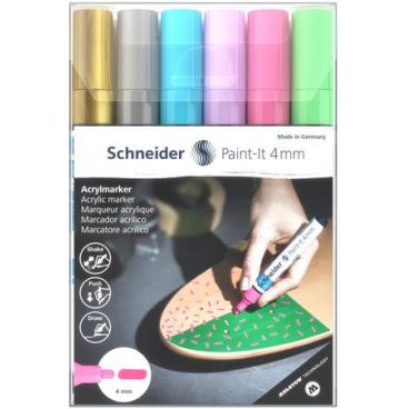 Dekormarker készlet, akril, 4 mm, SCHNEIDER "Paint-It 320", 6 különböző szín