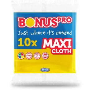 Törlőkendő, univerzális, 10 db, BONUS "MAXI", sárga