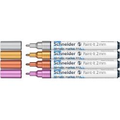 Metálfényű marker készlet, 2 mm, SCHNEIDER "Paint-It 011", 4 különböző szín