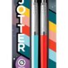Golyóstoll szett, 0,7 mm, ezüst színű klip, piros és kék tolltest, PARKER "Jotter Glam Rock", kék