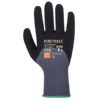 Védőkesztyű, nylon, nitrilhab, XL méret "DermiFlex Ultra Plus", szürke-fekete