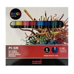 Dekormarker készlet, 1,8-2,5 mm, UNI "Posca PC-5M", 8 különböző szín