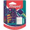 Hegyező és radír, kétlyukú, tartályos, pótradírral, MAPED "Pixel Party Connect"