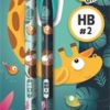 Grafitceruza radírral, HB, háromszögletű, ceruzafogóval, MAPED "Jungle Fever", kétféle minta