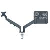 Monitor- és laptoptartó-kar, LEITZ "Ergo Dual", sötétszürke