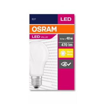 LED izzó, E27, gömb, A60, 5W, 470lm, 2700K (MF), OSRAM "Value"