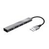 USB elosztó-HUB, 4 port, USB 2.0, TRUST "Halyx", ezüst