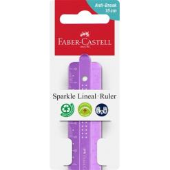 Vonalzó, műanyag, törhetetlen, 15 cm, FABER-CASTELL "Sparkle", vegyes színek