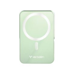 Power bank, külső akkumulátor, mágneses (vezeték nélküli), 10.000mAh, kitámasztó, VERBATIM "Charge n Go", zöld