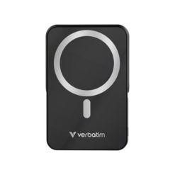 Power bank, külső akkumulátor, mágneses (vezeték nélküli), 10.000mAh, kitámasztó, VERBATIM "Charge n Go", fekete