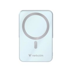 Power bank, külső akkumulátor, mágneses (vezeték nélküli), 10.000mAh, kitámasztó, VERBATIM "Charge n Go", kék