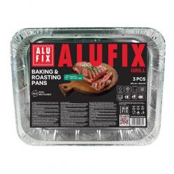 Alumínium grilltálca, 33x26 cm, 3 db, ALUFIX