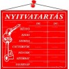 Információs tábla, 20x17,5 cm, "Nyitvatartás", piros