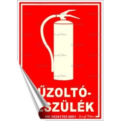 Információs matrica, 12,5x17,5 cm, fluoreszkáló, utánvilágítós, "Tűzoltókészülék"