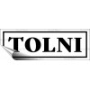 Információs matrica, 14x5 cm, "Tolni", fehér