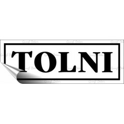 Információs matrica, 14x5 cm, "Tolni", fehér