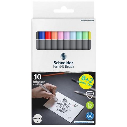 Ecsetirón készlet, hajlékony heggyel, SCHNEIDER "Paint-It 070", 10 különböző szín