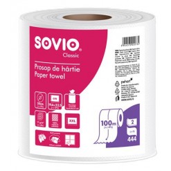 Törlőpapír, 100% cellulóz, tekercses, 100 m, 20 cm átmérő, 2 rétegű, SOVIO
