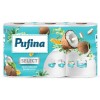 Toalettpapír, 4 rétegű, kistekercses, 6 tekercs, PUFINA "Relaxing Coconut", kókusz illattal
