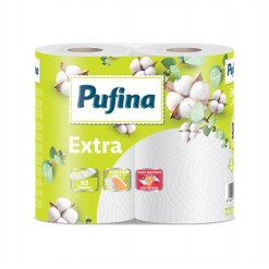 Háztartási papírtörlő, 2 rétegű, 95 lap, 2 tekercses, PUFINA "Extra"