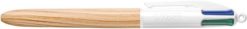 Golyóstoll, 0,32 mm, nyomógombos, négyszínű, BIC "4 Colours Wood Effect"